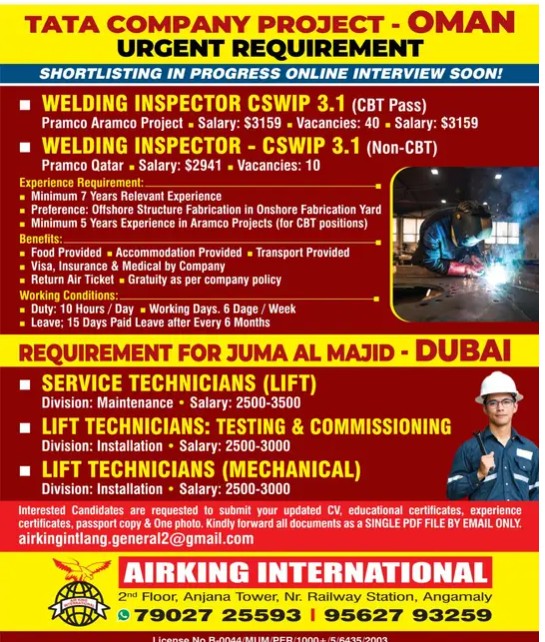 Urgent Requirement for Oman